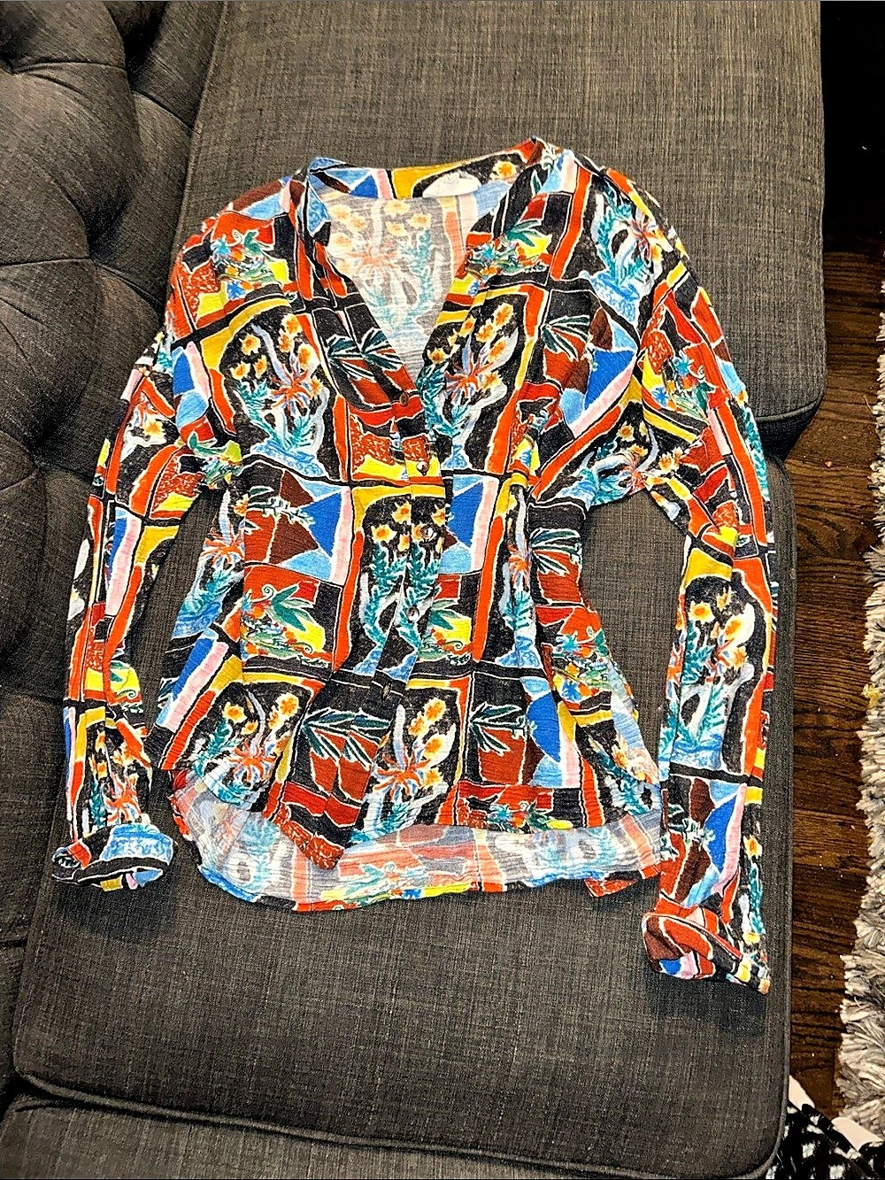 Fragonard Women's Multicolor Geometric Blouse Like New